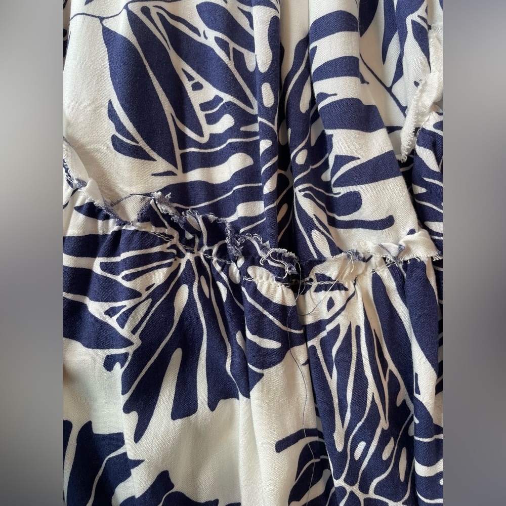 Millibon Blue and White Leaf Print Mini Dress - Picture 7 of 9